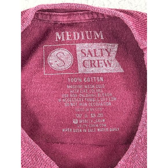 Salty Crew Shirt Mens Medium Maroon Rod N Gun Club Fishing Long Sleeve Swim - Picture 7 of 10